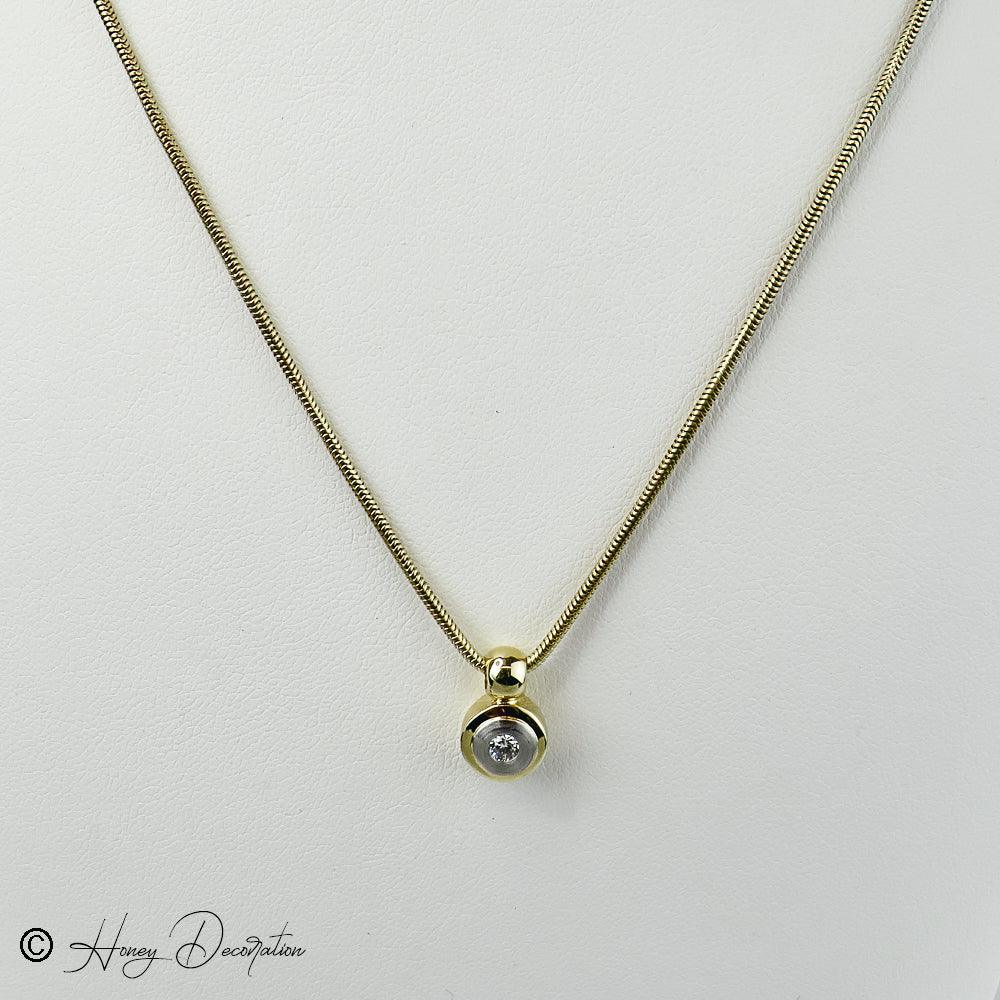 Schöne Goldkette mit Bicolor - Anhänger - Honey Jewelry