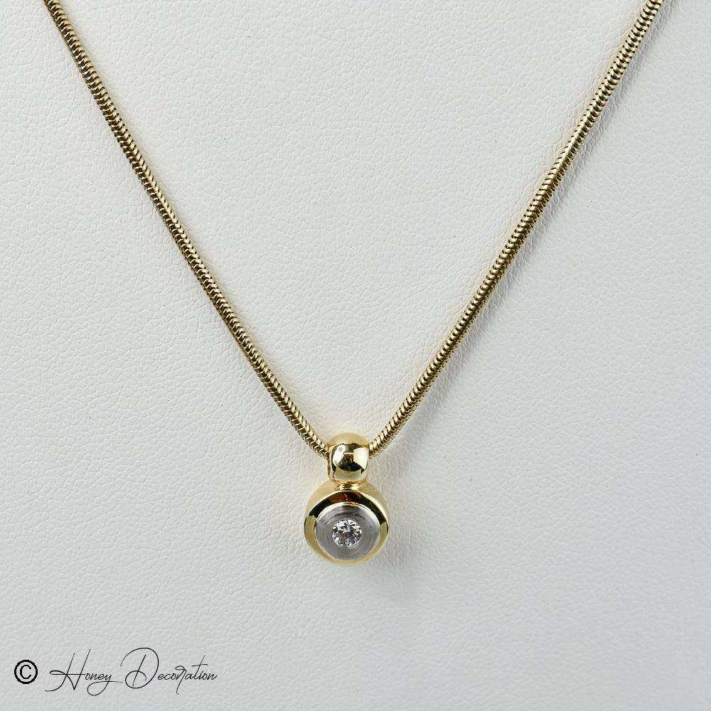 Schöne Goldkette mit Bicolor - Anhänger - Honey Jewelry