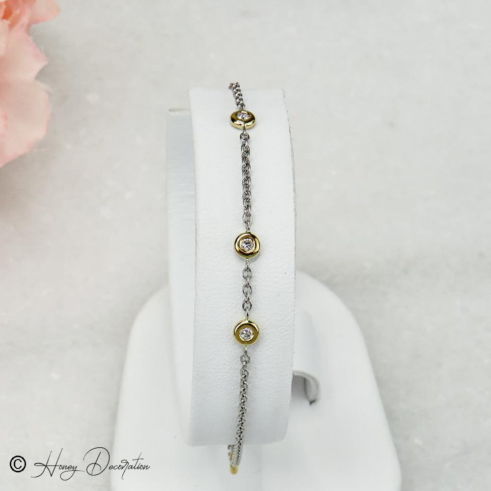 Süßes Armkettchen aus Platin & Gelbgold - Honey Jewelry