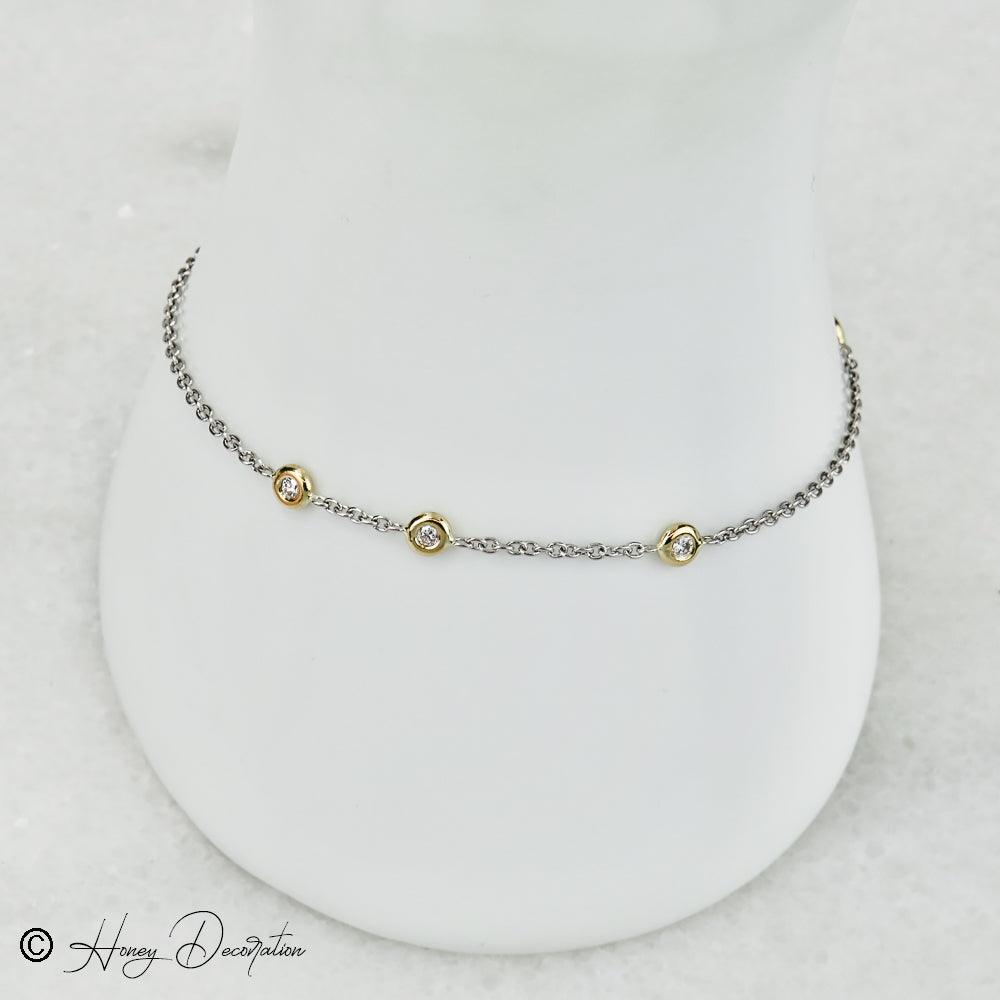 Süßes Armkettchen aus Platin & Gelbgold - Honey Jewelry