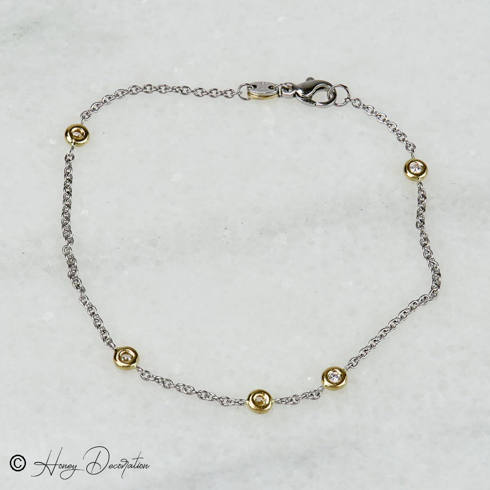 Süßes Armkettchen aus Platin & Gelbgold - Honey Jewelry