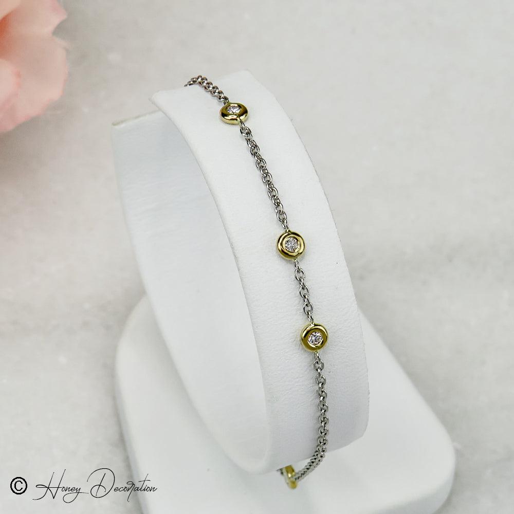 Süßes Armkettchen aus Platin & Gelbgold - Honey Jewelry