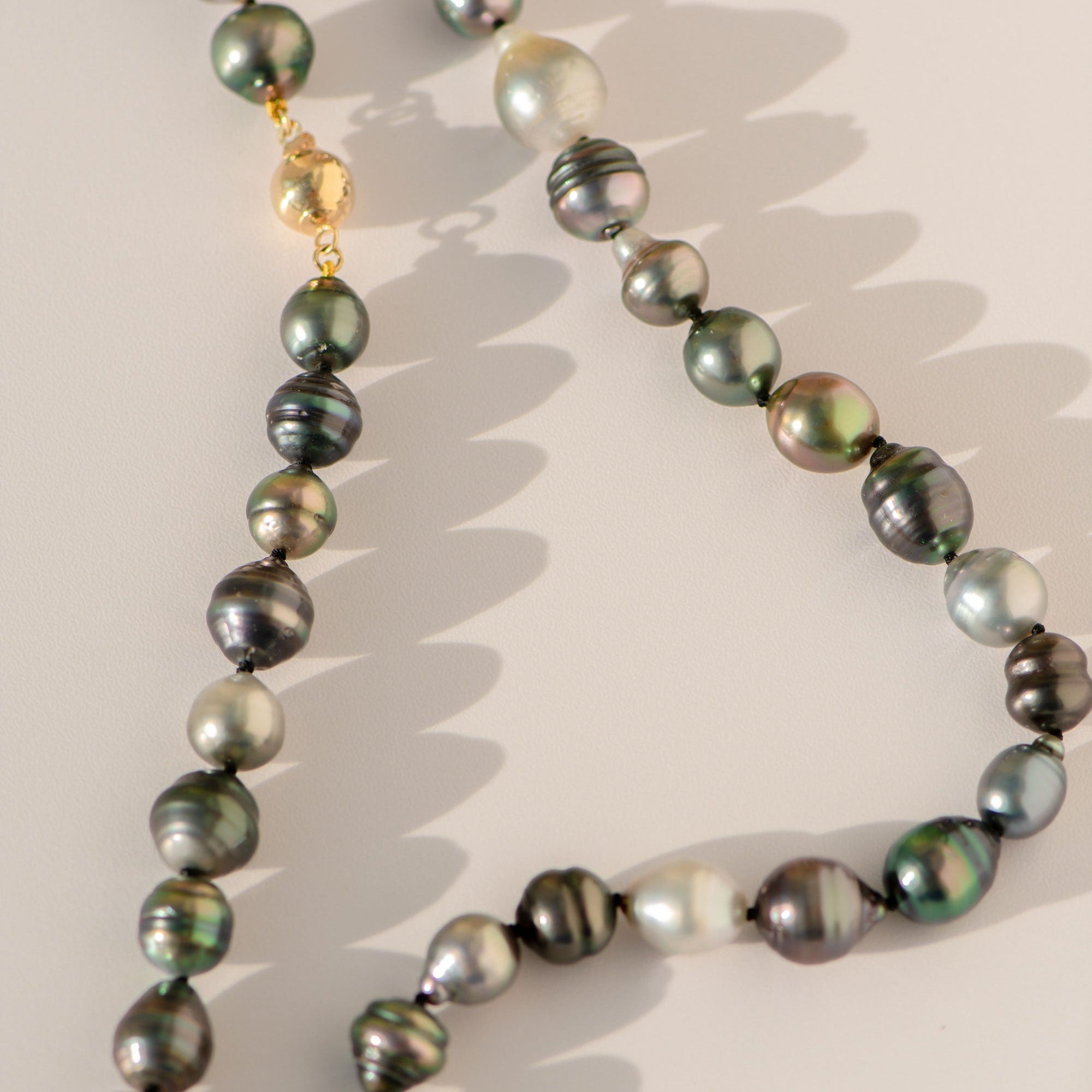 Tahiti - Perlenkette modular – Grau Petrol 9,5 mm - Honey Jewelry