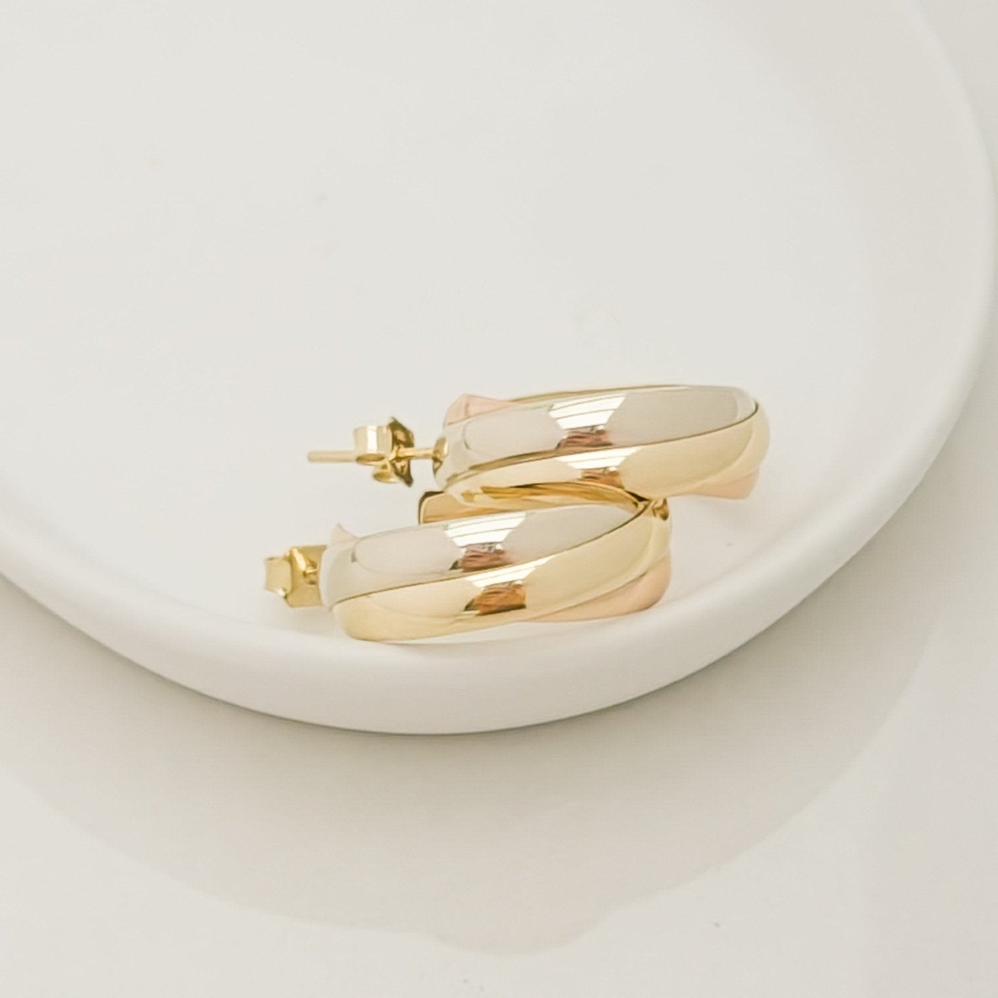 Tricolor - Creolen aus 14 Karat Gold - Honey Jewelry