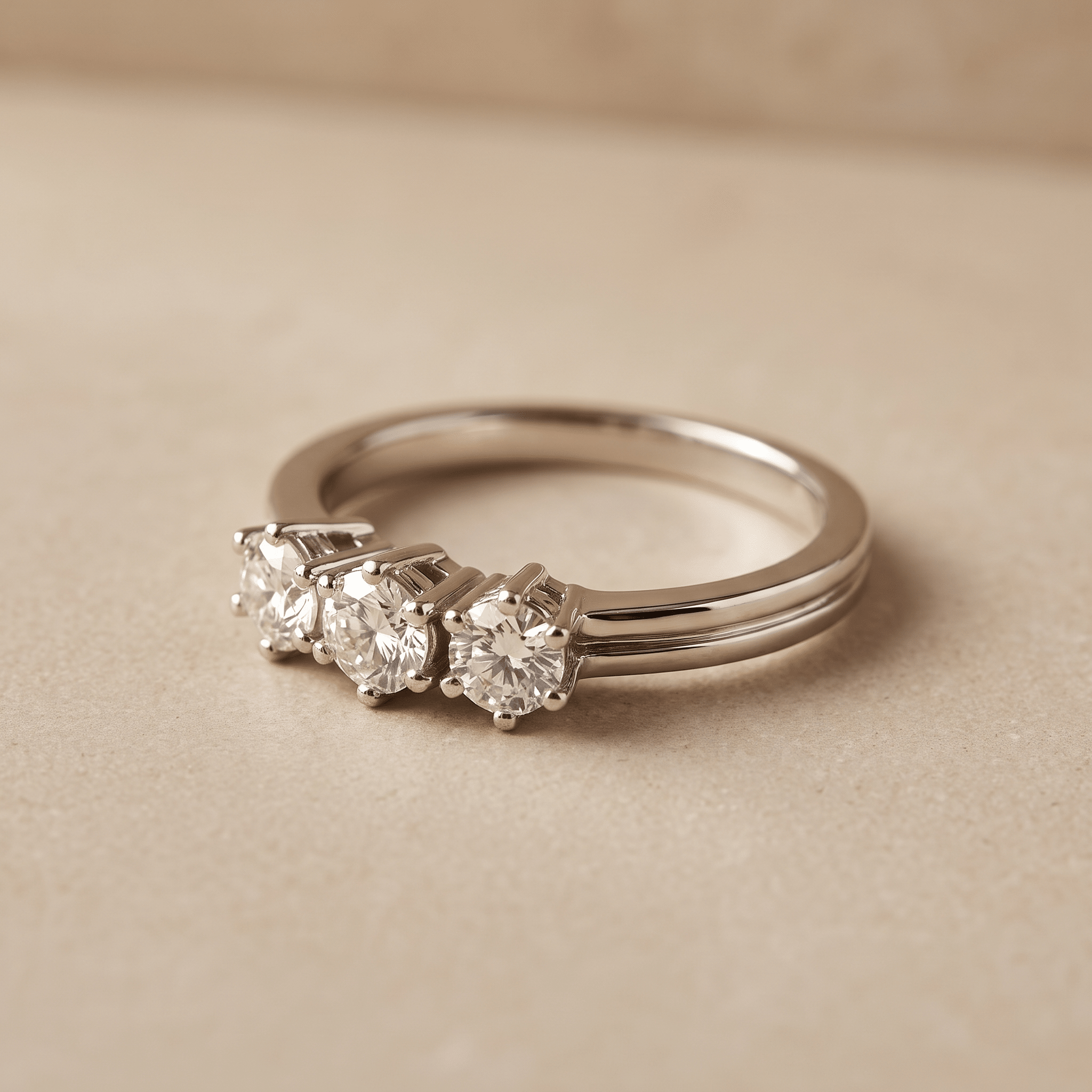 Triologie-Ring aus 14K Weißgold mit 3 Diamanten – Vergangenheit, Gegenwart & Zukunft in einem Ring - Honey Jewelry