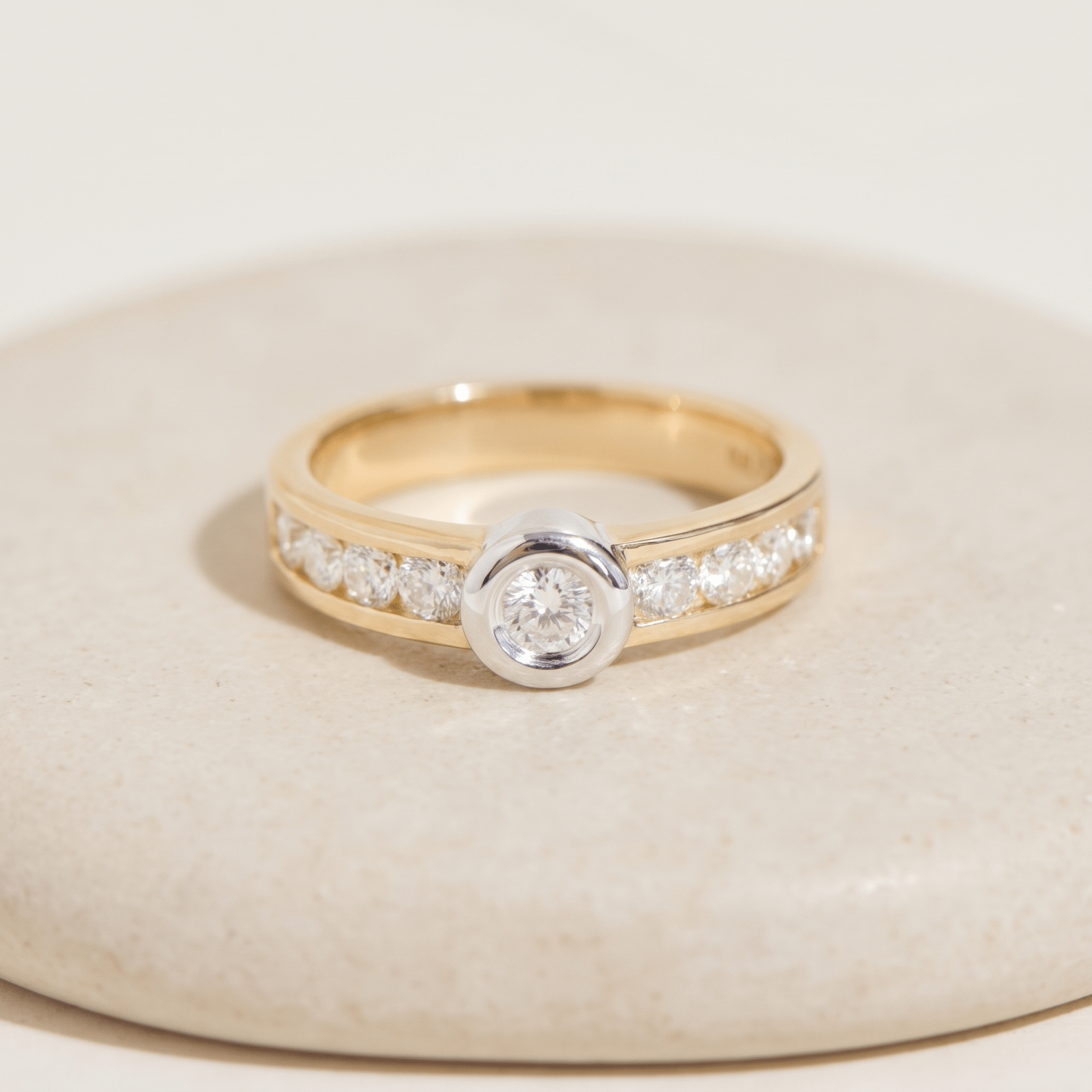 Vintage-Bicolor-Ring aus 14K Gold mit Brillanten – 90er-Chic mit edlem Funkeln - Honey Jewelry