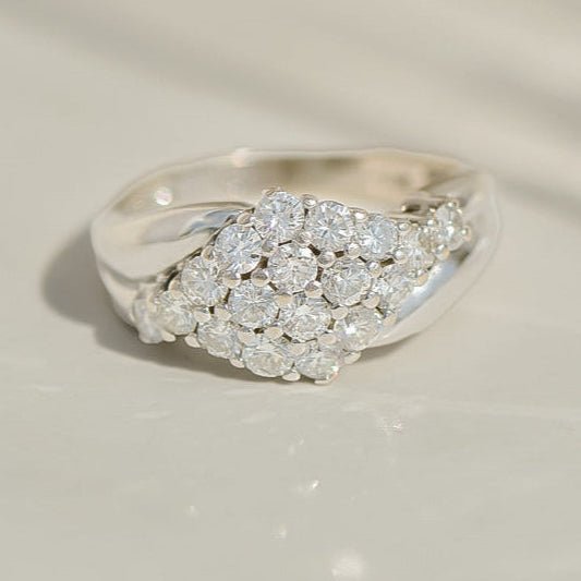 Vintage Crossover - Ring aus 14K Weißgold mit Brillanten - Honey Jewelry