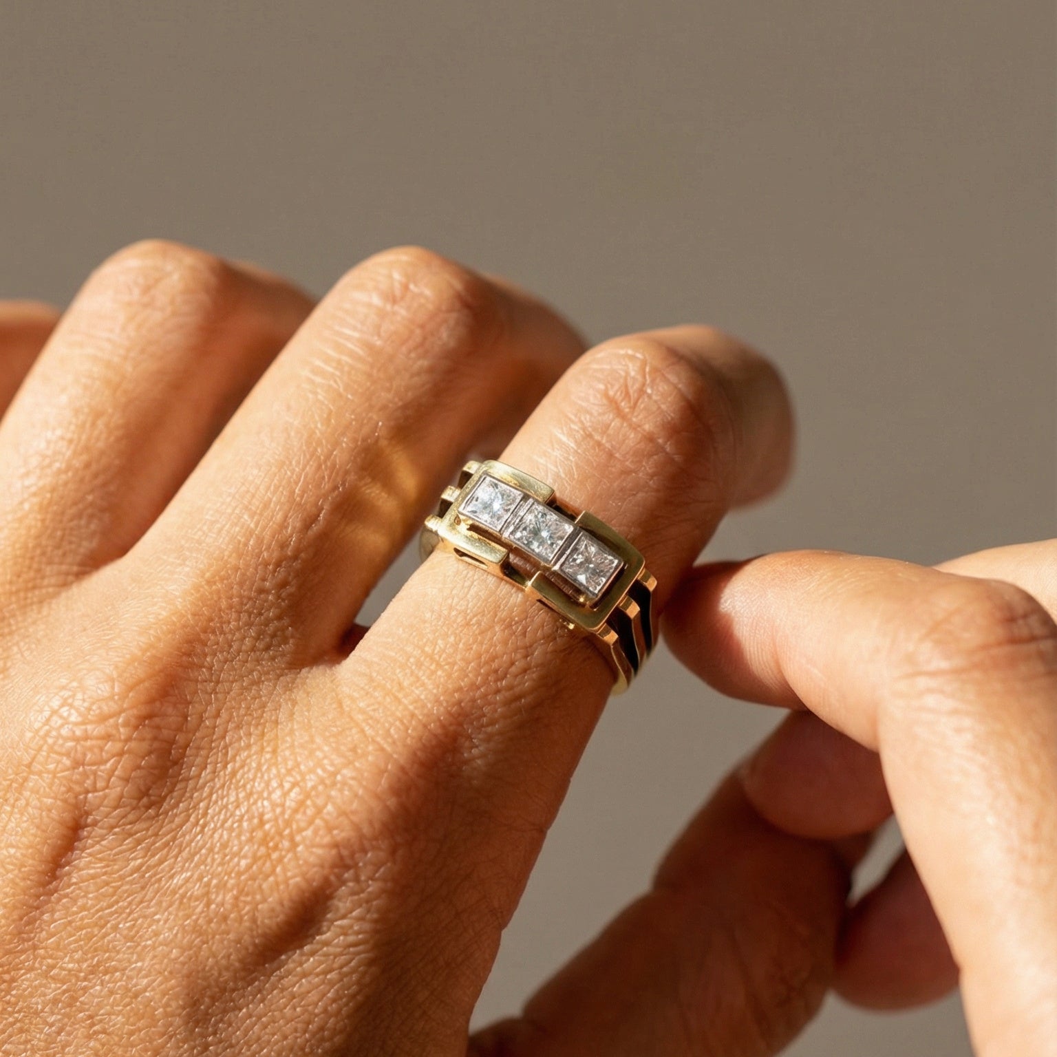 Vintage - Diamantring aus 14 Karat Gelbgold - Honey Jewelry