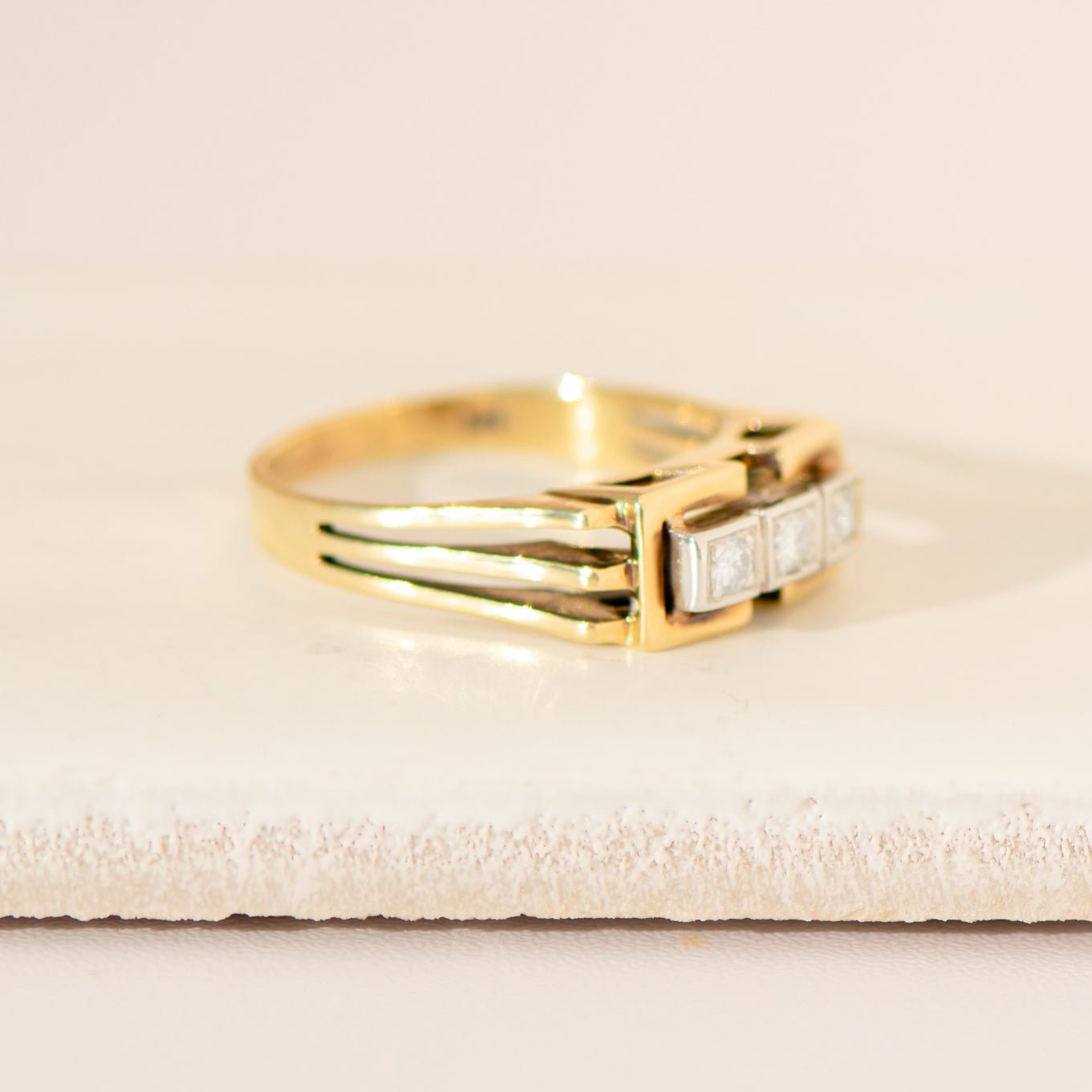 Vintage - Diamantring aus 14 Karat Gelbgold - Honey Jewelry