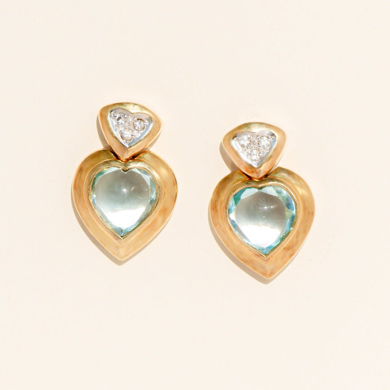 Vintage - Ohrringe aus 9 Karat Gelbgold mit Topas in Herzform - Honey Jewelry