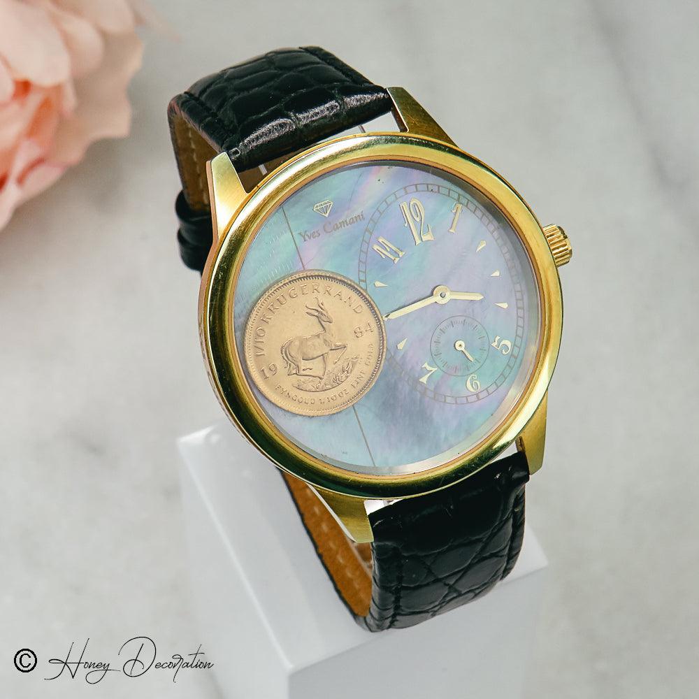 Yves Camani Vintage Herrenuhr mit 1/10 Krugerrand - Honey Decoration