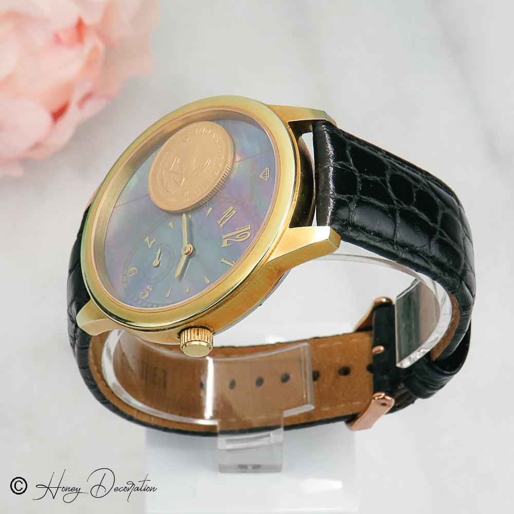 Yves Camani Vintage Herrenuhr mit 1/10 Krugerrand - Honey Decoration
