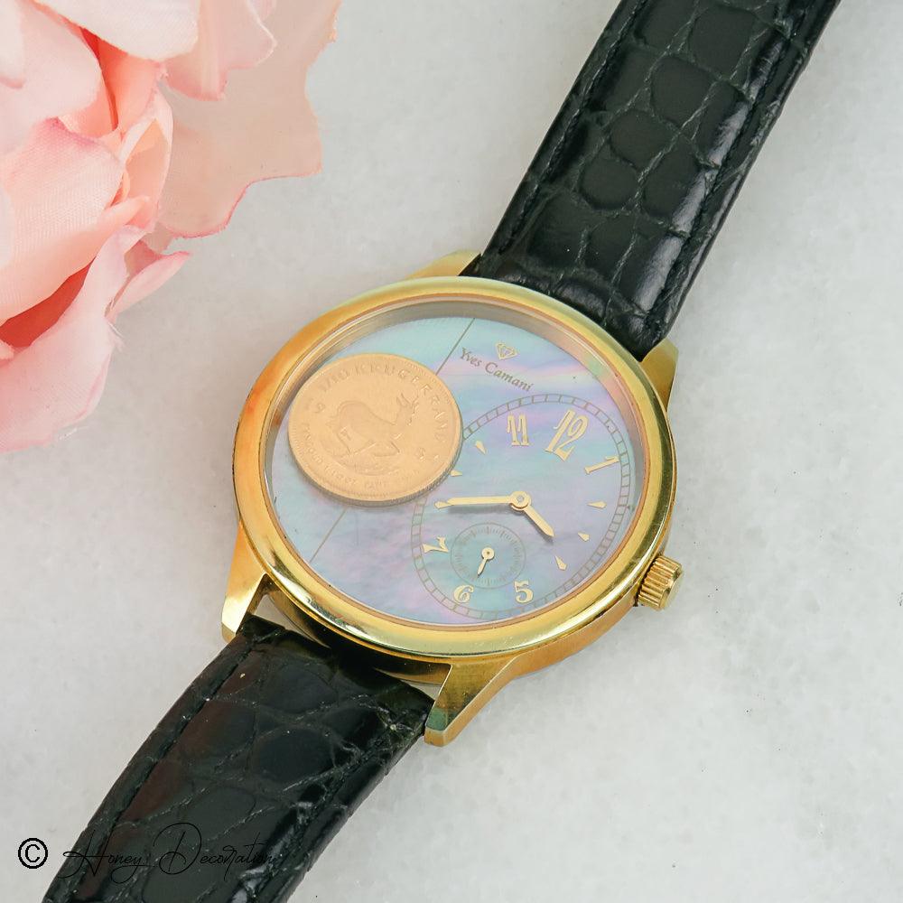 Yves Camani Vintage Herrenuhr mit 1/10 Krugerrand - Honey Decoration