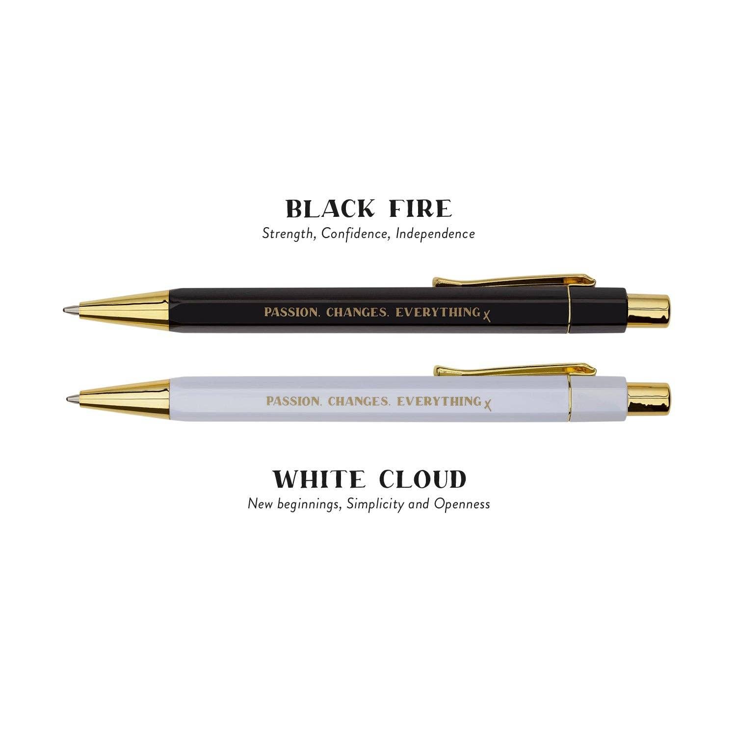 Kugelschreiber - Set „Black Fire & White Cloud“ - Honey Jewelry