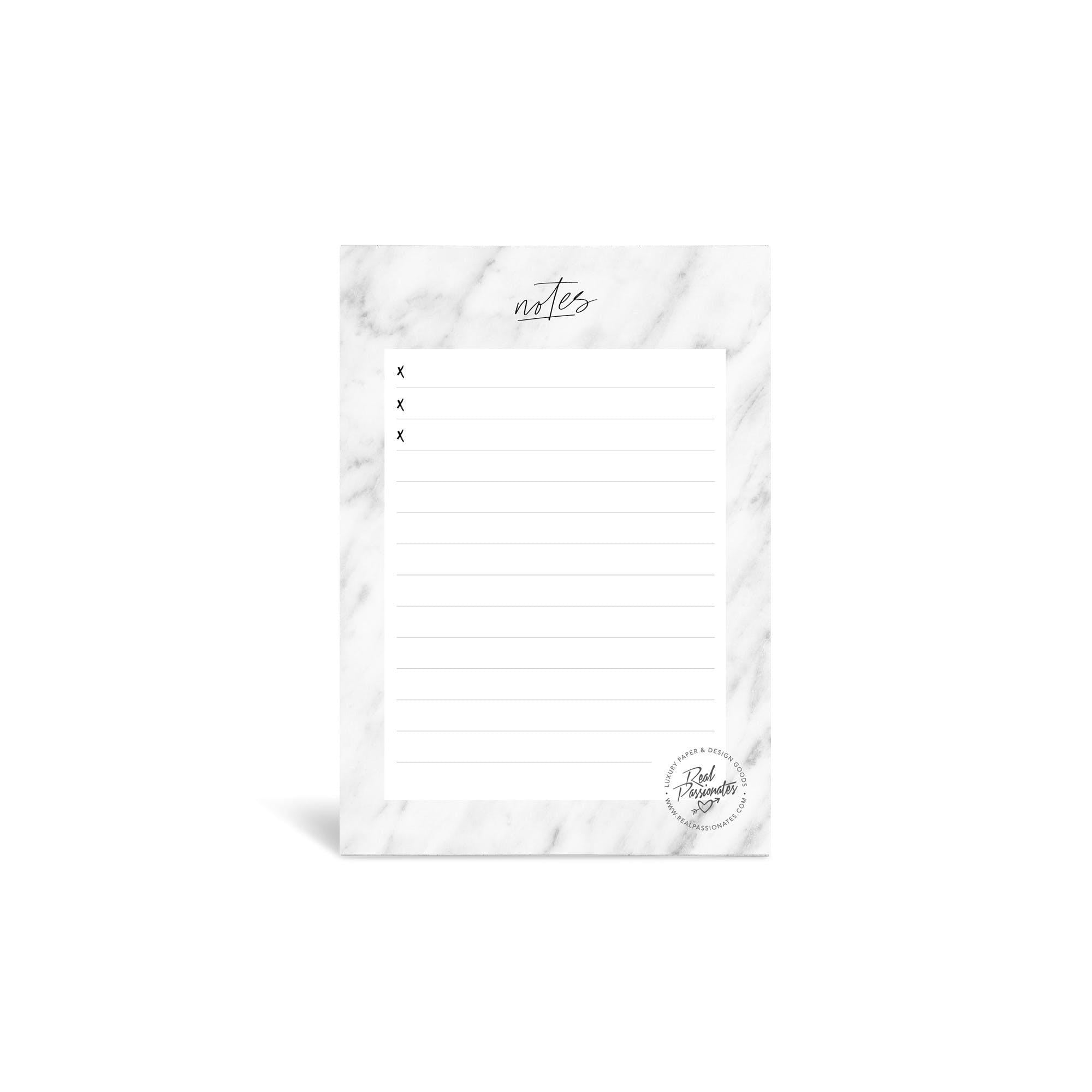 Notizblock "Notes" A6 Weiß Marmor - Honey Jewelry