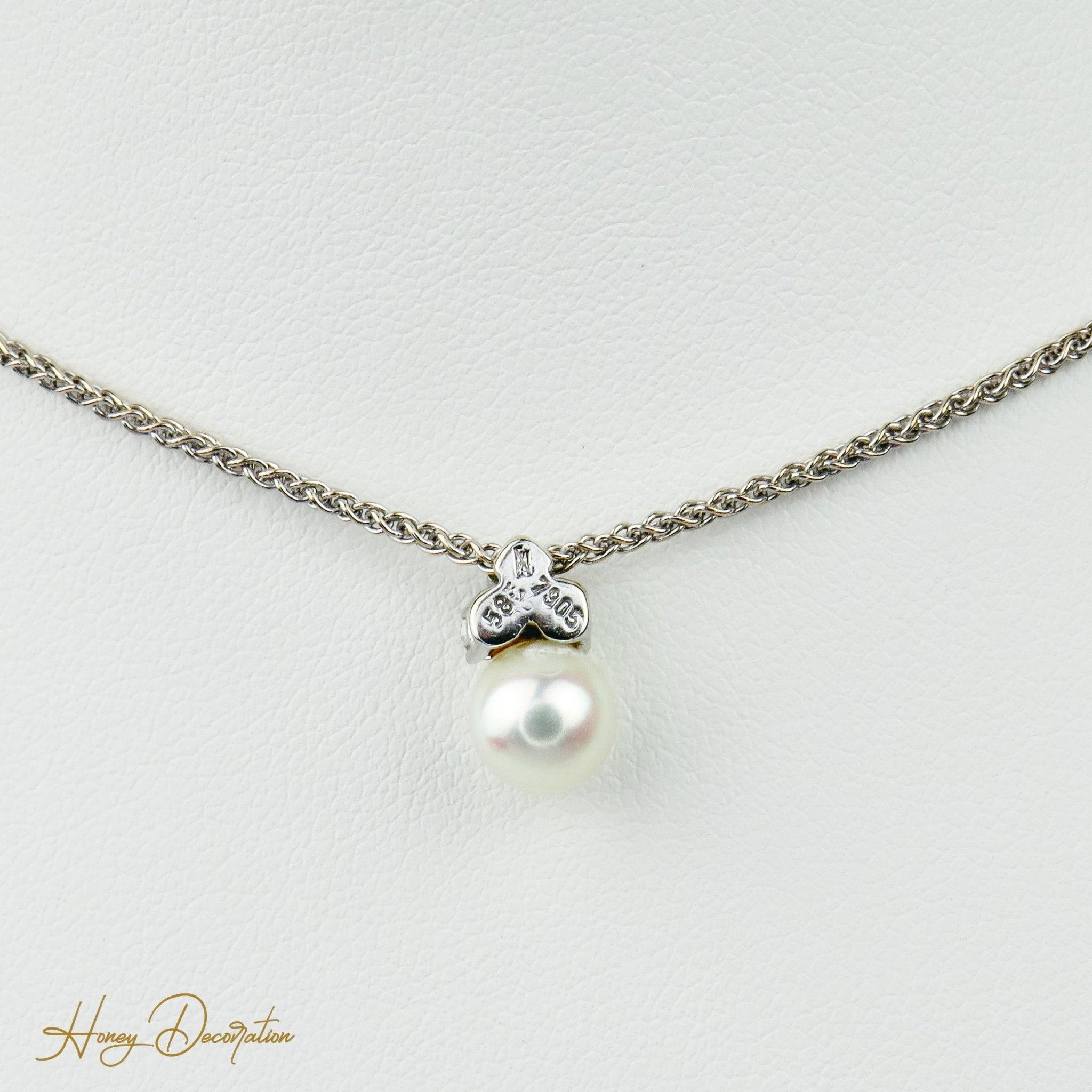 Kette 750 Gold mit Perle und Diamanten - Honey Decoration