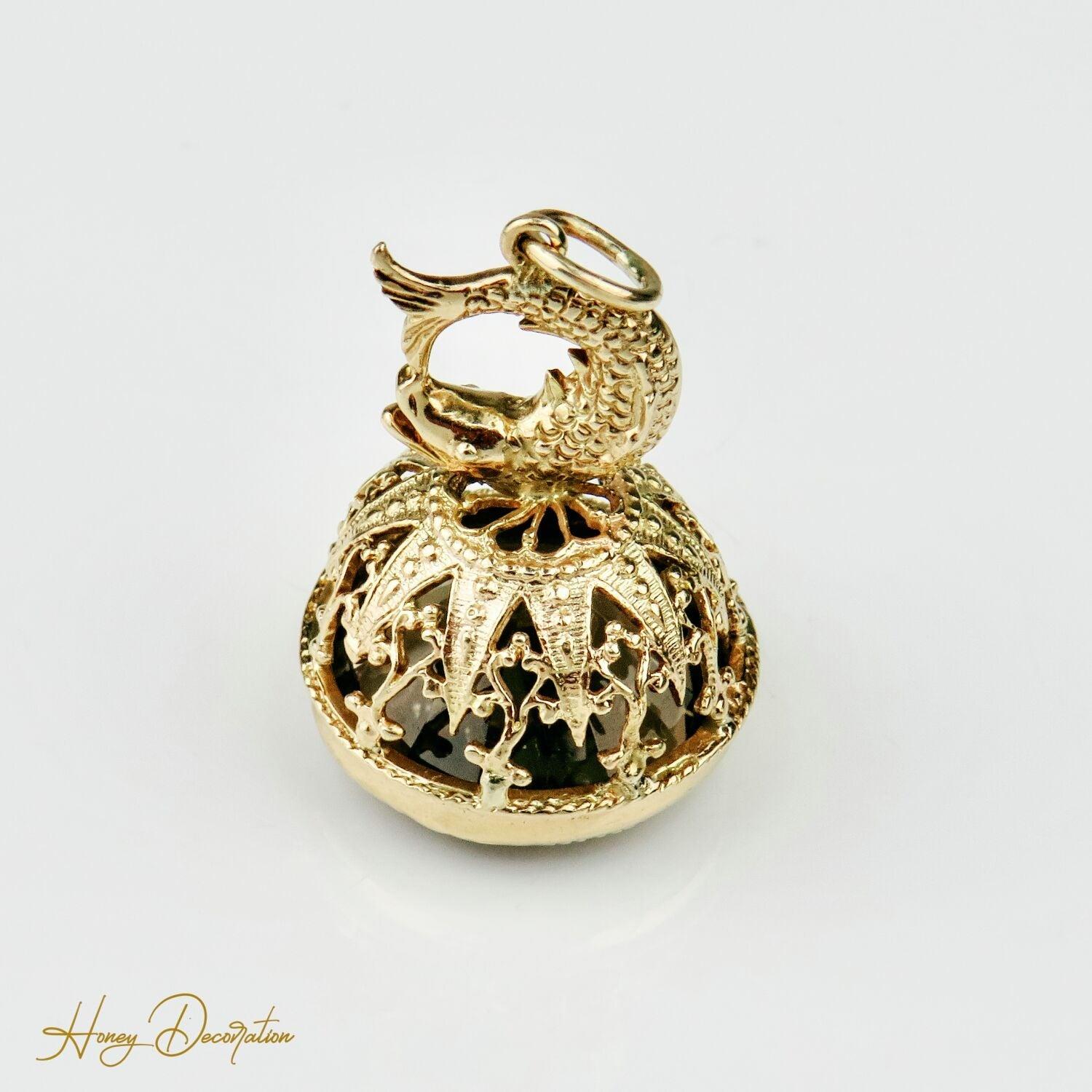 Vintage-Anhänger aus 375 Gold mit Rauchquarz - Honey Decoration